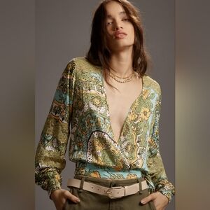 Anthropologie Faux Wrap Blouse L